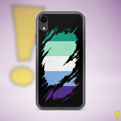 Gay Male Pride Flag Ripped Reveal Clear Case for iPhone®
